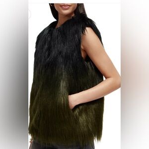 Superdry Black Faux Fur Gilet/ Vest